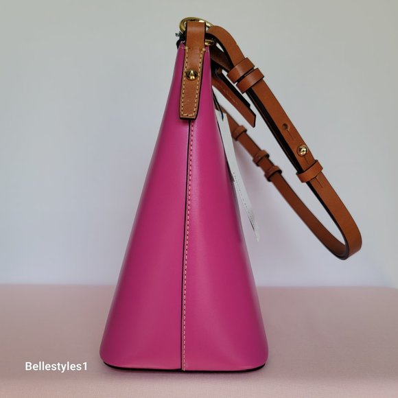 DOONEY & BOURKE Wexford Smooth Leather Hobo Shoulder Bag-Magenta color 🎈$169. - Picture 8 of 16